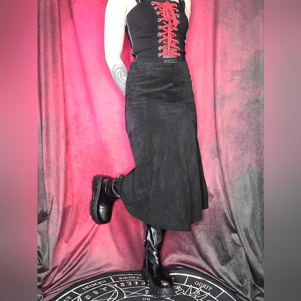 90s Leather Midi Skirt